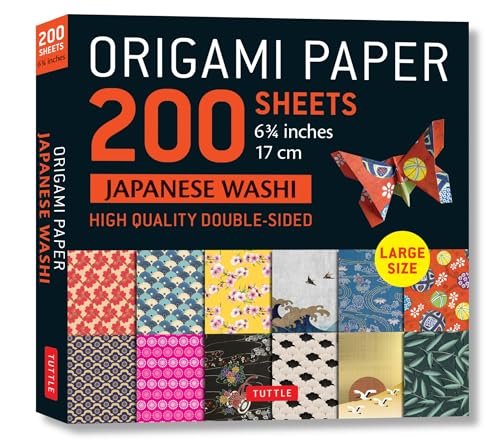 Origami Paper 200 Sheets Japanese Washi Patterns 6.75in: High-quality Double Sided Origami Sheets With 12 Different Patterns - Instructions for 6 Projects Included