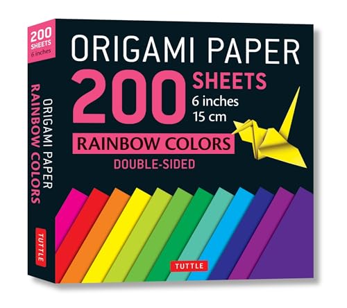 Origami Paper 200 Sheets Rainbow Colors 6 inches: Double-Sided: Tuttle Origami Paper: High-Quality Double Sided Origami Sheets Printed with 12 ... for 6 Projects Included) (Stationery)