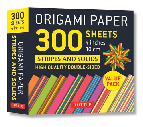 Origami Paper 300 Sheets Stripes and Solids 4" (10 CM): Tuttle Origami Paper: High-Quality Double-Sided Origami Sheets Printed with 12 Different ... Sheets Printed With 12 Different Designs von Tuttle Publishing