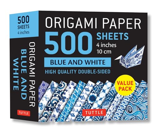 Origami Paper 500 Sheets Blue and White: High-Quality Double-Sided Origami Sheets Printed With 12 Different Designs
