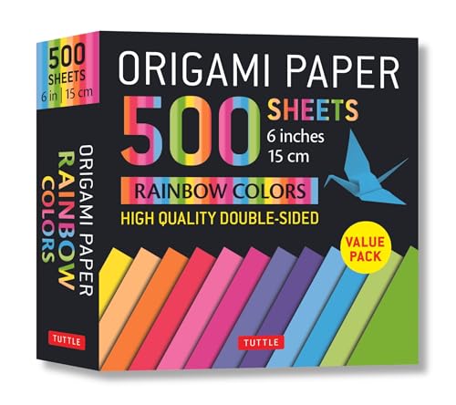 Origami Paper 500 Sheets Rainbow Colors 6 inches 15 cm: Rainbow Colors; High Quality Double-Sided
