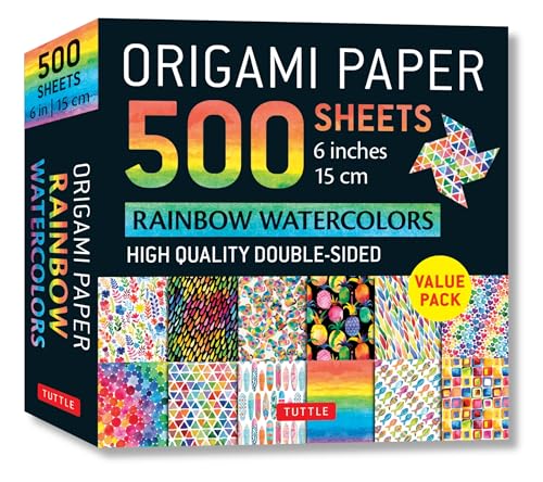 Origami Paper 500 Sheets Rainbow Watercolors 6 in 15 Cm: Tuttle Origami Paper: High Quality Double-Sided Origami Sheets Printed With 12 Different Designs - Instructions for 5 Projects Included von Tuttle Publishing