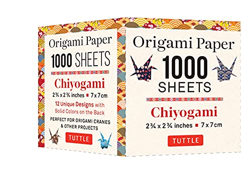 Origami Paper Chiyogami 1,000 Sheets 2 3/4 in 7 Cm: Tuttle Origami Paper: Double-sided Origami Sheets Printed With 12 Designs - Instructions for Origami Crane Included
