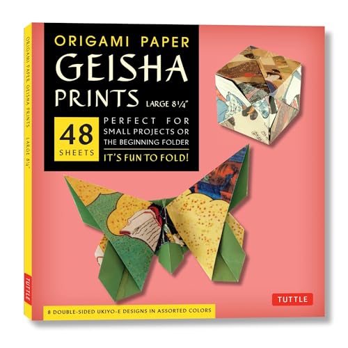 Origami Paper - Geisha Prints - Large 8 1/4in - 48 Sheets: Extra Large Tuttle Origami Paper: Origami Sheets Printed With 8 Different Designs - Instructions for 6 Projects Included
