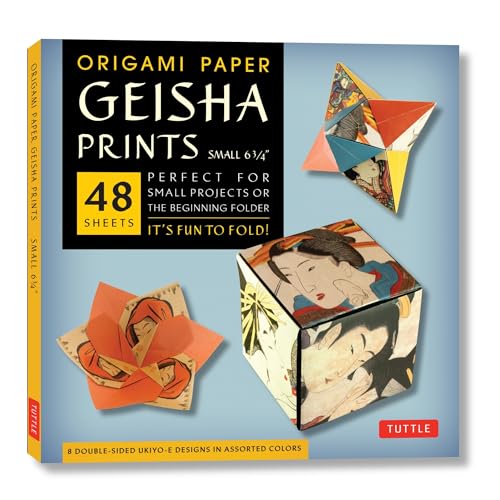 Origami Paper - Geisha Prints - Small 6 3/4in - 48 Sheets: Large Tuttle Origami Paper: Origami Sheets Printed With 8 Different Designs - Instructions for 6 Projects Included