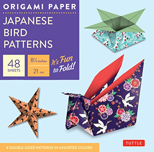 Origami Paper: Japanese Bird Patterns; 8 Double-Sided Patterns in Assorted Colors