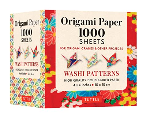 Origami Paper Japanese Washi 1,000 Sheets 4" 10 Cm: Tuttle Origami Paper: High-quality Double-sided Origami Sheets Printed With 12 Different Designs Instructions for Origami Crane Included