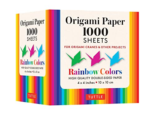 Origami Paper Rainbow Colors 1,000 Sheets 4" 10 Cm: Tuttle Origami Paper: Double-sided Origami Sheets Printed With 12 Different Color Combinations - Instructions for Origami Crane Included