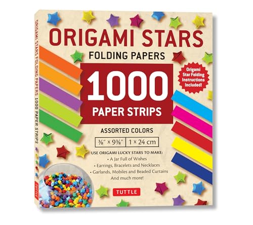 Origami Stars Papers 1000 Paper Strips in Assorted Colors: 10 Colors - 1000 Strips - Easy Instructions for Origami Lucky Stars