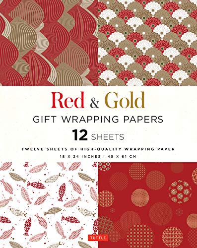 Red and Gold Gift Wrapping Papers: 12 Sheets of High-Quality 18 x 24 inch Wrapping Paper: 18 x 24 inch (45 x 61 cm) Wrapping Paper