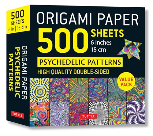 Origami Paper 500 Sheets Psychedelic Patterns: Tuttle Origami Paper: Double-sided Origami Sheets Printed With 12 Different Designs - Instructions for 5 Projects Included