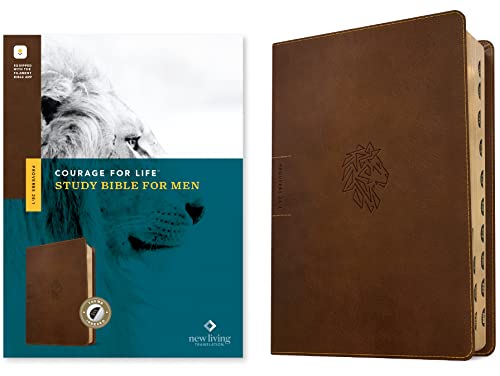 Courage for Life Study Bible for Men: New Living Translatio, Rustic Brown Lion, Leatherlike, Filament Enabled