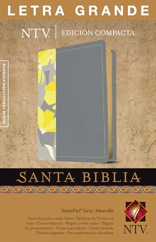 Santa Biblia: Nueva Traducción Viviente, Gris/Amarillo, SentiPiel, Letra Grande