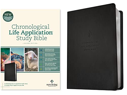 Chronological Life Application Study Bible: New Living Translation, Chronological Life Application Study, Ebony Leaf, Leatherlike, Archaeological, Full-Color, Cultural Background