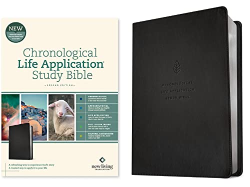 Chronological Life Application Study Bible: New Living Translation, Chronological Life Application Study, Ebony Leaf, Leatherlike, Archaeological, Full-Color, Cultural Background von Tyndale