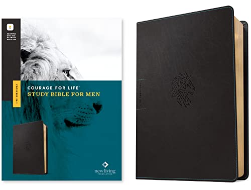 Courage for Life Study Bible for Men: New Living Translation, Onyx Lion, Leatherlike, Illuminated with the Filament Bible App