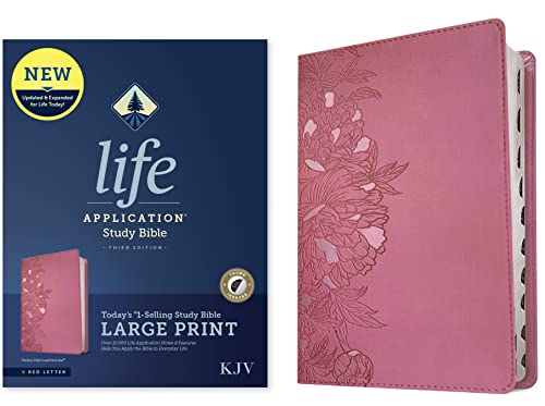 Holy Bible: KJV Life Application Study Bible, Peony Pink, Leatherlike, Red Letter