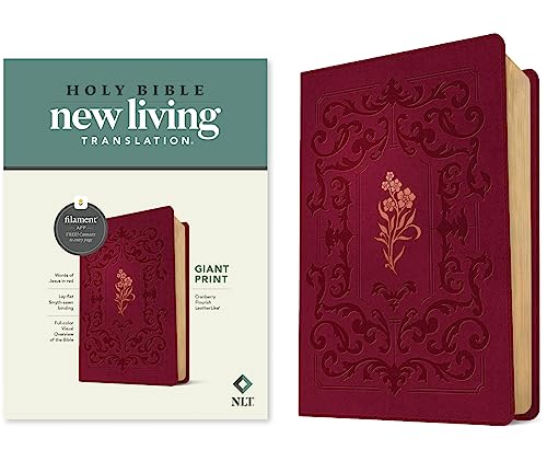 Holy Bible: New Living Translation, Cranberry Flourish, Leatherlike, Filament-Enabled Edition, Red Letter von Tyndale