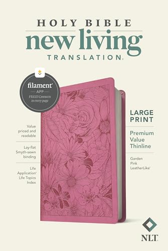 Holy Bible: New Living Translation, Garden Pink, Leatherlike, Premium Value Thinline, Filament Bible App