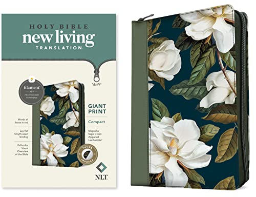 Holy Bible: New Living Translation, Magnolia Sage Green, Leatherlike, Zipper, Giant Print Holy Bible: New Living Translation, Magnolia Sage Green, Leatherlike, Zipper, Giant Print