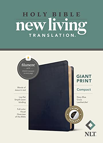 Holy Bible: New Living Translation, Navy Blue Cross, Leatherlike, Giant Print Bible, Filament Enabled Edition Red Letter Holy Bible: New Living Translation, Navy Blue Cross, Leatherlike, Giant Print Bible, Filament Enabled Edition Red Letter