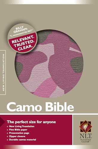 Holy Bible: New Living Translation, Pink Camo Canvas, Zipper Closure (362030)