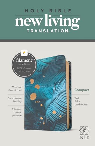Holy Bible: New Living Translation, Teal Palm, Leatherlike, Filament Enabled Edition, Red Letter