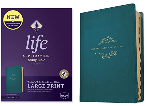 Holy Bible: Nkjv Life Application Study Bible, Red Letter, Leatherlike, Teal Blue von Tyndale