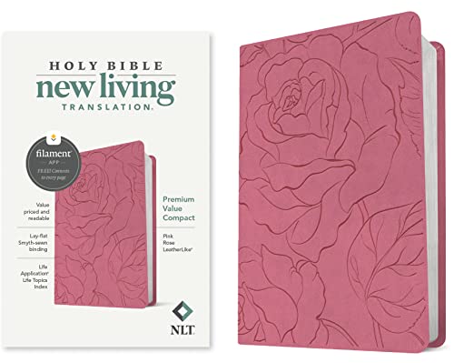 Holy Bible: New Living Translation, Pink Rose, Leatherlike, Premium Value Compact, Filament Enabled