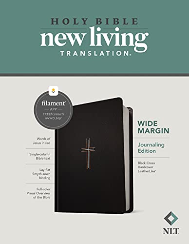 Holy Bible: Nlt Wide Margin, Filament Enabled, Black Cross Leatherlike, Journaling Edition