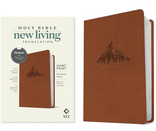 Holy Bible: New Living Translation, British Tan Mountain, Leatherlike, Giant Print, Premium Value, Filament-Enabled Edition von Tyndale