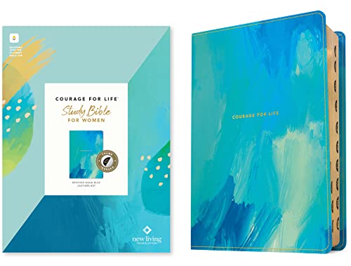 Courage for Life Study Bible for Women: New Living Translation, Brushed Aqua Blue, Leatherlike, Filament Enabled