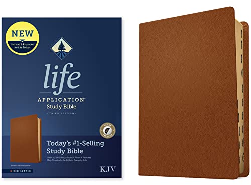 Holy Bible: KJV Life Application Study Bible, Red Letter, Genuine Leather, Brown