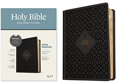 Holy Bible: KJV Wide Margin Bible, Filament Enabled Edition - Red Letter, Hardcover Leatherlike, Ornate Tile Black