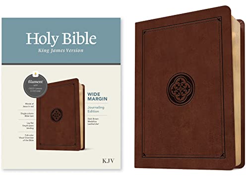 Holy Bible: KJV Wide Margin Bible, Filament Enabled Edition - Red Letter, Leatherlike, Dark Brown Medallion von Tyndale