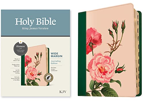 Holy Bible: KJV Wide Margin Bible, Filament Enabled Edition - Red Letter, Leatherlike, Pink Rose Garden, Indexed