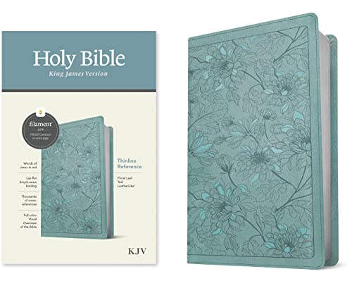 Holy Bible: King James Version, Floral Leaf Teal, Leatherlike, Thinline Reference Bible, Filament Enabled Edition, Red Letter