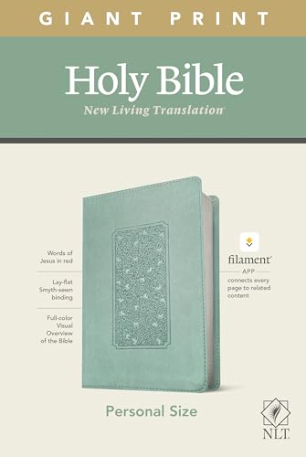 Holy Bible: NLT, Floral Frame Teal, Leatherlike, Filament Enabled Edition Red Letter, Personal Size Giant Print Bible von Tyndale House Publishers