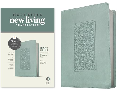 Holy Bible: NLT, Floral Frame Teal, Leatherlike, Filament Enabled Edition Red Letter, Personal Size Giant Print Bible Holy Bible: NLT, Floral Frame Teal, Leatherlike, Filament Enabled Edition Red Letter, Personal Size Giant Print Bible