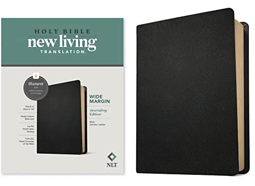 Holy Bible: New Living Translation, Black, Genuine Leather, Wide Margin Bible, Filament Enabled Edition, Red Letter