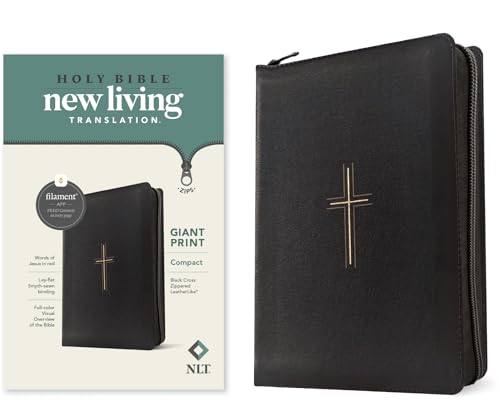 Holy Bible: New Living Translation, Black Cross, Red Letter, Leatherlike, Compact Giant Print, Filament-enabled Edition With Ribbon Marker and Zip Fastener von Tyndale House Publishers