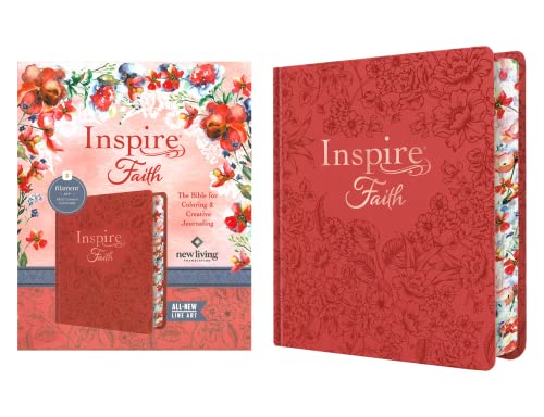 Inspire Faith: New Living Translation, Coral Blooms, Leatherlike, Filament Enabled: The Bible for Coloring & Creative Journaling
