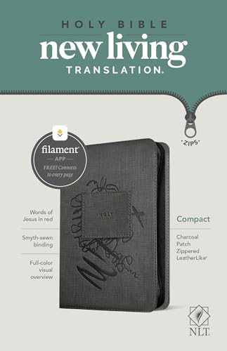 Holy Bible: New Living Translation, Filament Enabled Edition, Charcoal Patch, Leatherlike, With Zipper, Red Letter von Tyndale House Publishers