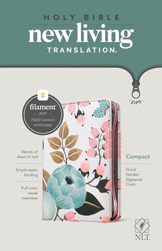Holy Bible: New Living Translation, Floral Garden, Zippered Cloth, Red Letter