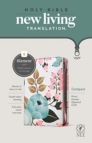 Holy Bible: New Living Translation, Floral Garden, Zippered Cloth, Red Letter