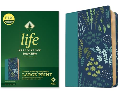 Holy Bible: New Living Translation, Meadow Teal, Leatherlike, Life Application Study, Red Letter, With Ribbon Marker
