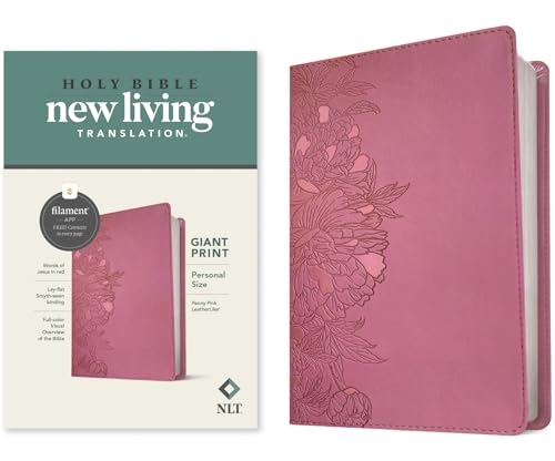 Holy Bible: New Living Translation, Peony Pink, Leatherlike, Personal Size, Giant Print