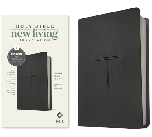 Holy Bible: New Living Translation, Trinity Cross Black, Leatherlike, Premium Value Thinline, Filament-Enabled Edition von Tyndale