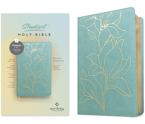 Holy Bible: New Living Translation, Tropical Iris Teal Blue, Reference, Filament-enabled Edition, Red Letter von Tyndale