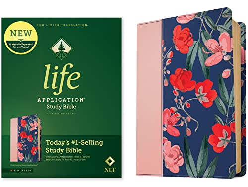 Holy Bible: New Living Translation Life Application Study Bible, Red Letter, Leatherlike, Pink Evening Bloom von Tyndale House Publishers